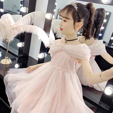 女童連衣裙夏裝2025新款兒童愛莎洋氣公主裙小女孩禮服蓬蓬紗裙子