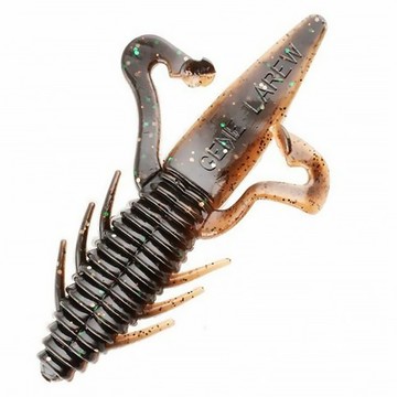 GENE Larew 3.5吋 Biffle Bug Jr. 水蛭  深咖啡 + 淺咖啡雙色 + 橘綠亮片  1個