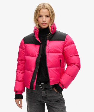 Superdry Women's Sportstyle Code Puffer Jacket Pink Size: 10