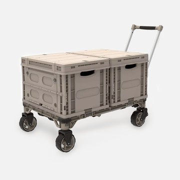 摺疊桌多功能平板手拉推車+折疊置物籃附蓋x2