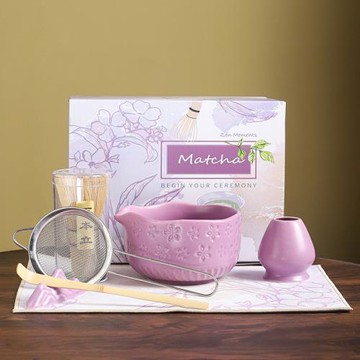 跨境ins風日式抹茶茶具套裝7件套茶筅抹茶碗茶筅立百本立禮盒