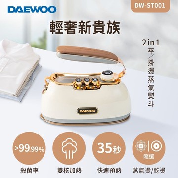 【DAEWOO】DW-ST001 2in1平/掛燙蒸氣熨斗-香草白