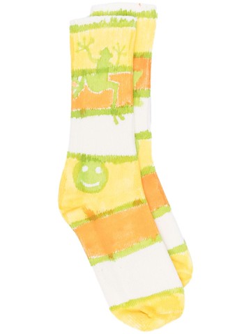 Collina Strada - Teddy watercolour striped socks - unisex - Organic Cotton/Nylon/Spandex/Elastane - One Size - Yellow