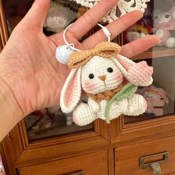 🔥新款🔥鬱金香垂耳兔手工diy鉤針玩偶 兔子掛件鑰匙扣 毛線編織材料送閨蜜 diy毛線針織 手作材料包 鉤織毛線