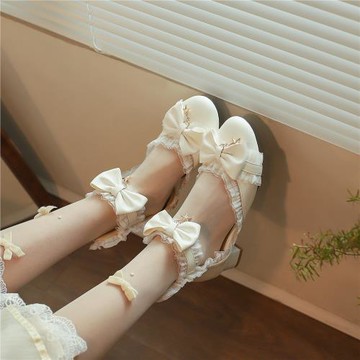 lolita涼鞋女夏季學生蝴蝶結洛麗塔鞋子女童原創lo鞋公主高跟鞋女