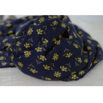 深藍碎花棉麻圍巾女 日系韓版春秋百搭長款文藝灰色披肩兩用絲巾