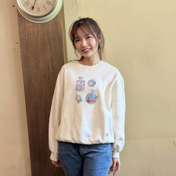 花木馬日系女裝趣味印花休閒圓領泡袖上衣