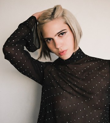Labelrail x Julia Cumming crystal embellished sheer blouse in black