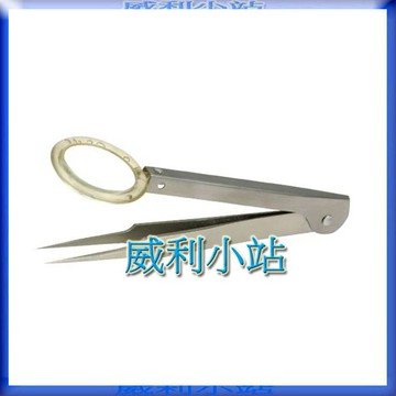 【威利小站】ALSTRONG TZ-377 不鏽鋼 特尖頭 鑷子 具三倍放大鏡