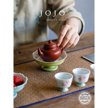 JOJO'S L. PD.Lilyof.半手工花口壺承高足盤茶托家用陶瓷 | 軀殼