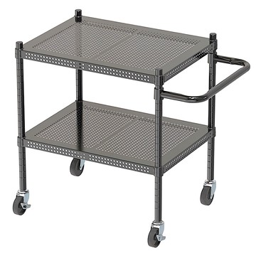 dayneeds 日需百備 含輪高 二層沖孔烤漆推車 圍籬版 沖孔推車/微波爐架/層架/鐵架  60 x 45 x 100cm  黑色  1個