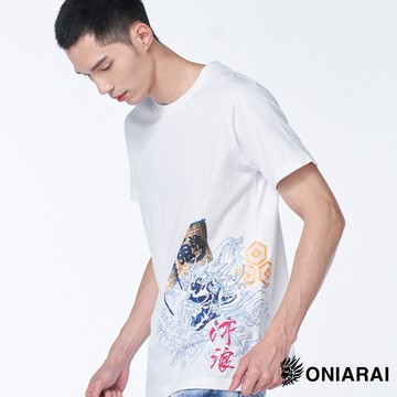 【㊙結帳2件再88折】沖浪裏側鬼旗幟短TEE(白) - BLUE WAY 鬼洗い