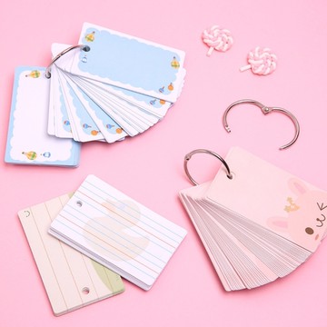 扣環式活頁 單字卡 50張入 環扣單字卡 素色卡片 留言小卡 學習卡 寫字卡 單字卡 便條紙