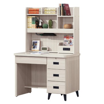 文創集 安可3.4尺四抽高書桌組合(三色可選+便利插座設置+護眼燈)-103x54.5x156cm免組