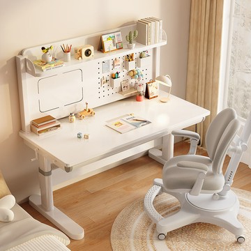 兒童學習桌實木升降桌課桌椅學生家用寫字桌手動升降書桌桌子套裝[DD100109]