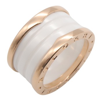 BVLGARI 寶格麗 18K玫瑰金 白色 陶瓷 B.zero1 戒指 53 【二手名牌BRAND OFF】