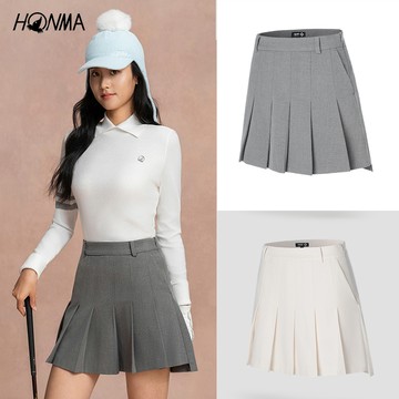 HONMA 本間高爾夫 女款商務休閒短裙 2025秋冬新款 日本高爾夫專業品牌(XS~L 白/灰色-HWLD902R220)