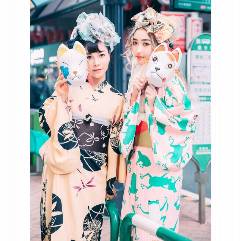 古今　綿絽浴衣　大胆で美しい野薔薇と綺麗なブルーバードの舞 浴衣 レディース セット 古典柄 高級綿麻浴衣セット「生成り地に