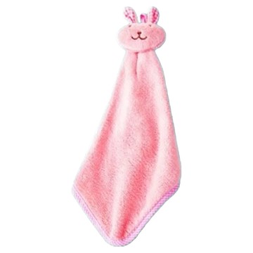 動物擦手巾 兔子款 Set 6 兔子掛鉤珊瑚絨擦手巾  顏色隨機  1組