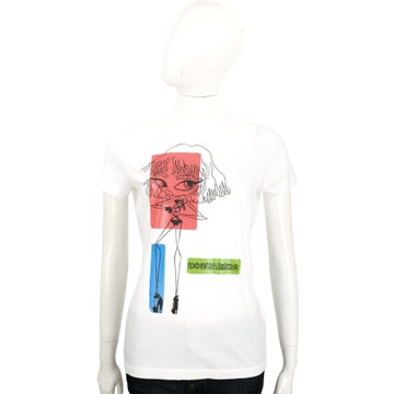 DSQUARED2 白色性感大眼女孩圖騰棉質T恤
