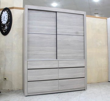 【歐風別館】千囍五尺灰橡色六抽衣櫃【基隆至台中免運費】