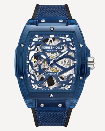 Kenneth Cole New York Automatic Skeleton Blue Silicone Watch