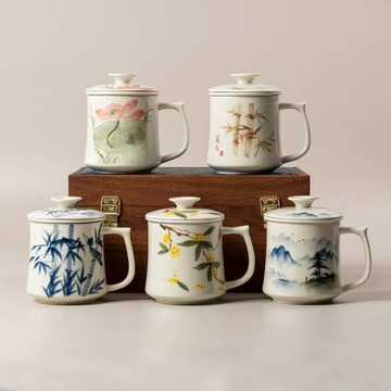 馬克杯 水杯 隨手杯 牛奶杯 水杯三件套水杯可加印茶水分離喝茶杯辦公杯禮品家用杯子禮品杯子