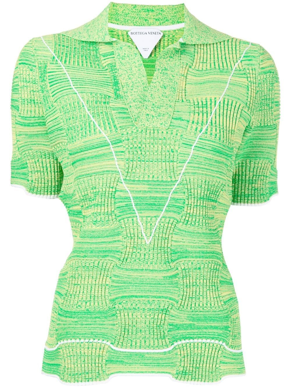 Bottega Veneta - warped-knit polo shirt - women - Viscose/Polyester/Polyamide/Elastane - S - Green