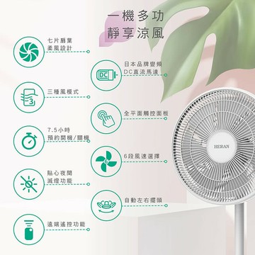 強強滾生活🟢HERAN禾聯 電風扇 日本馬達14吋觸控 定時變頻7葉片 直流DC風扇 靜音節能 HDF-14A8NH