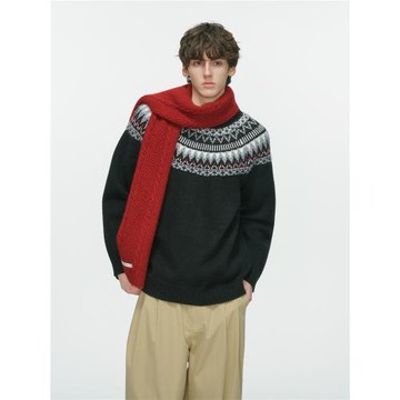 Dream made 費爾島提花毛衣男款秋冬季情侶老錢風男生內搭針織衫