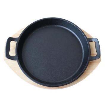 雙耳鐵板加厚韓式鐵板廠家直銷批發圓形牛排盤煎鍋鑄鐵西餐盤