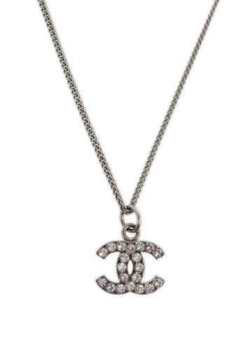 CHANEL Pre-Owned - 2011 CC pendant necklace - women - Silver Plated/Rhinestone - One Size