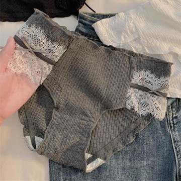 3條裝秋冬螺紋純棉內褲女士低腰性感時尚女生蕾絲邊舒適三角褲女