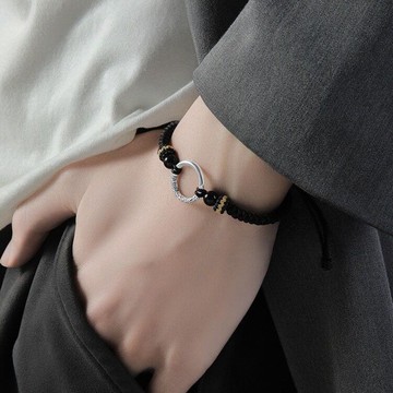 免運🔮平安扣男士手鍊男生款高級感手繩生日禮物情侶手串七夕送男友簡約鋼手鍊 男生嘻哈复古 防水 防過敏 手鏈 手鐲 首飾