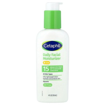 Cetaphil, 日常抗曬面部保濕乳，SPF 15，無香，4 液量盎司（118 毫升）
