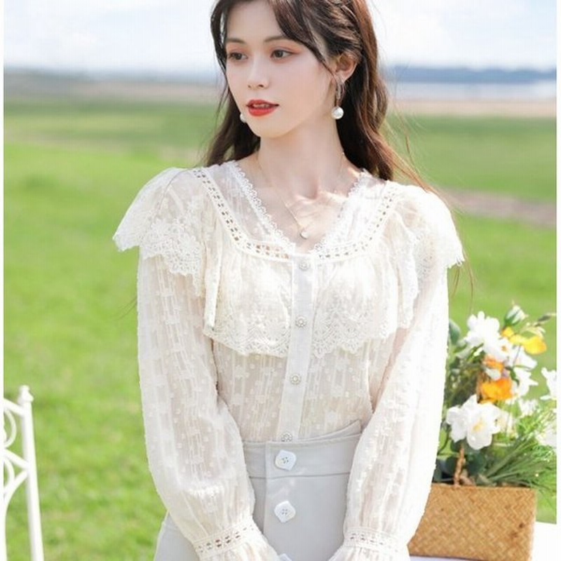 フリルブラウス 肩フリル シアー ブラウス レディース 長袖 レース トップス シャツブラウス シアートップス 春 秋 大きいサイズ 花柄 フリル 可愛い おしゃれ 通販 Lineポイント最大0 5 Get Lineショッピング