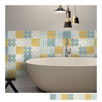 復古花磚壁貼 R款 歐風自黏壁紙 瓷磚牆貼 磁磚貼紙 踢腳線 防水