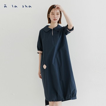 a la sha 五分袖色塊洋裝