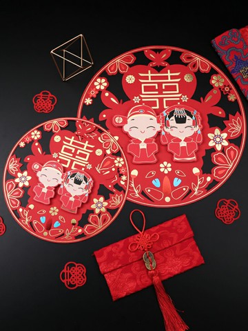 優購生活~喜字貼門貼貼紙大門口立體創意婚房裝飾小大婚禮婚慶結婚用品大全結婚 喜宴 婚慶 大紅 新郎新娘 新房 裝飾 喜慶 結婚禮物 結婚氣球