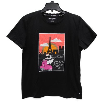 KARL LAGERFELD 黑色卡爾鐵塔短袖上衣