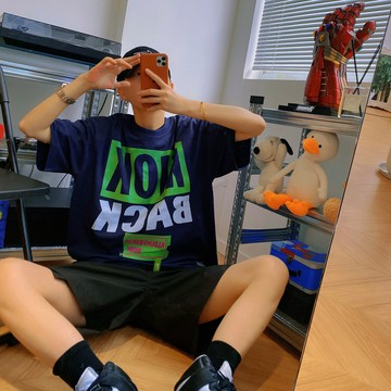 dannyandzee夏季國潮高街復古寬松百搭2022新款棉潮牌短袖T恤男士