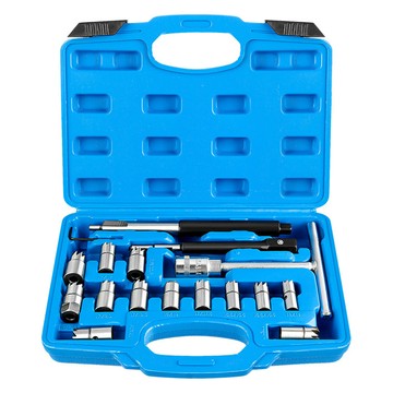 17件套柴油噴油嘴清理鉸刀 汽車氣門底座清潔工具 噴油嘴座清除器組件套裝 多種車型可適用 1個180mm的測試標杆+1個