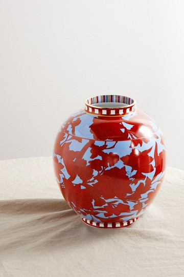 La DoubleJ - Big Bubble Gold-plated Porcelain Vase - Blue - one size