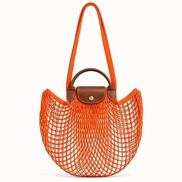 [平輸版]LONGCHAMP LE PLIAGE FILET系列網狀棉質兩用包(柳橙)真品平輸