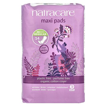 Natracare, Maxi 衛生巾，有機棉套，常規，14 片