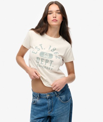 Superdry Women's Athletic Graphic Fitted T-shirt White Size: 12