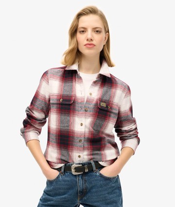 Superdry Women's Lumberjack Check Flannel Shirt Red Size: 4