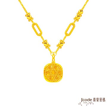 Jcode真愛密碼金飾 閃耀方糖硬金項鍊-金絲版