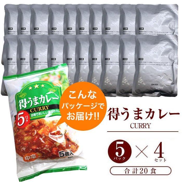 カレー レトルト180ｇ 計20食分セット ５食分×4袋 大容量 まとめ売り 業務用に レトルト 保存用カレー 中辛