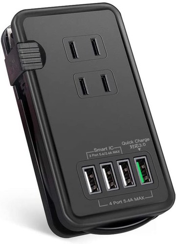 【日本代購】Ewin 電源插座 usb充電端口 ac 適配器一體式3個口4個USB端口 qc3.0 快速充電]